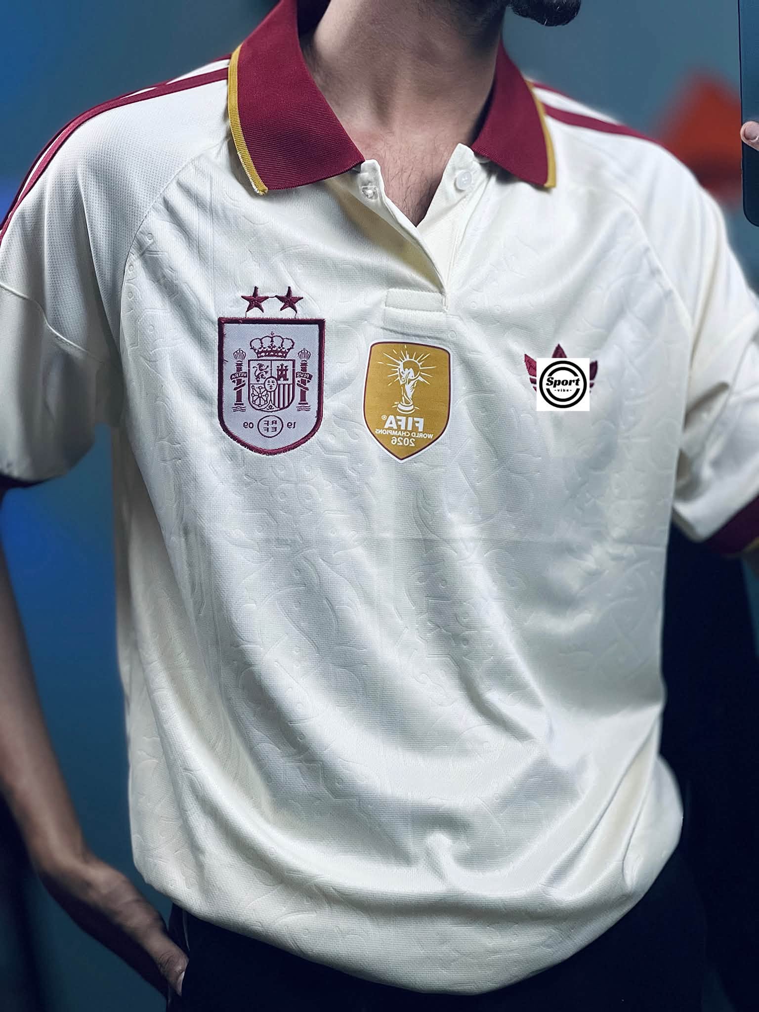 Spain National Team Off-White Polo Jersey - Premium Edition
